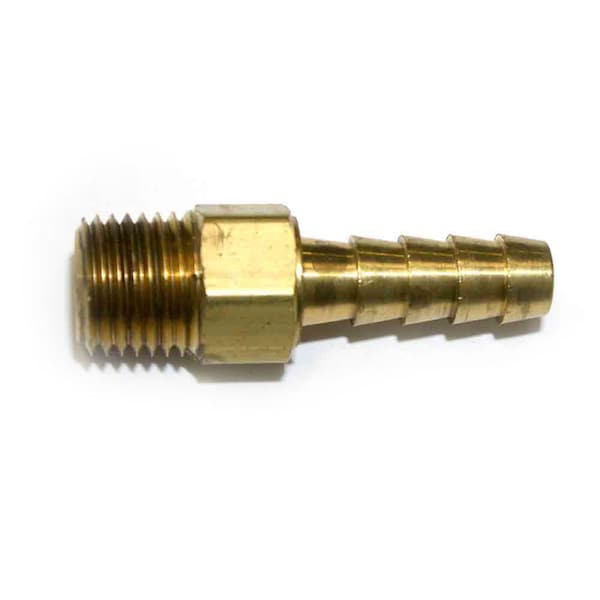 Interstate Pneumatics Brass Hose Fitting, Connector, 5/16 Inch Swivel Barb x 1/4 Inch Male NPT End FMS145 - main